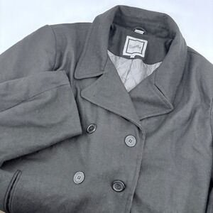 Excelled Collection Womens Black Double Breasted Wool Blend Peacoat‎ 3X